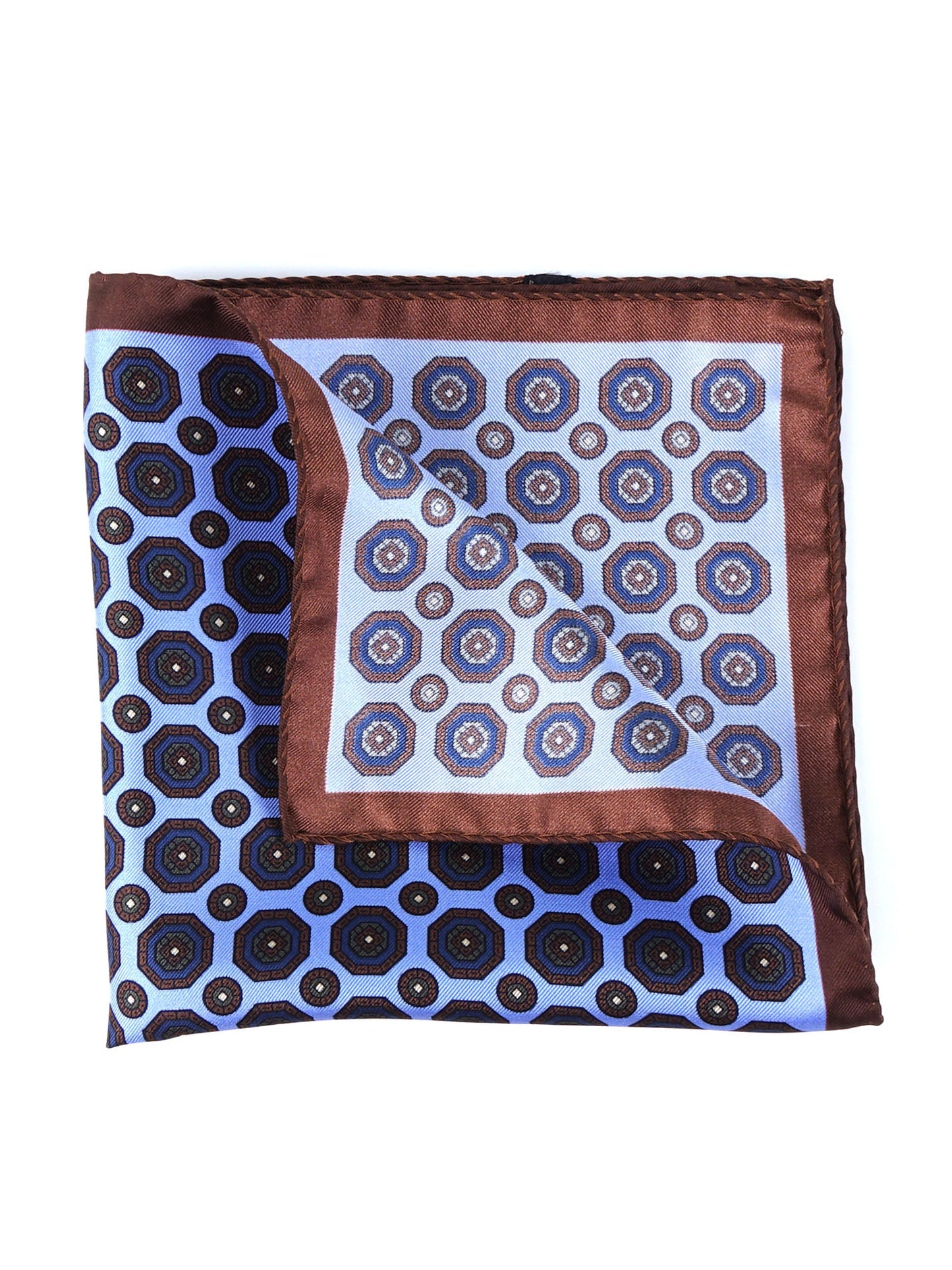 Light blue printed silk pocket square NINETTA