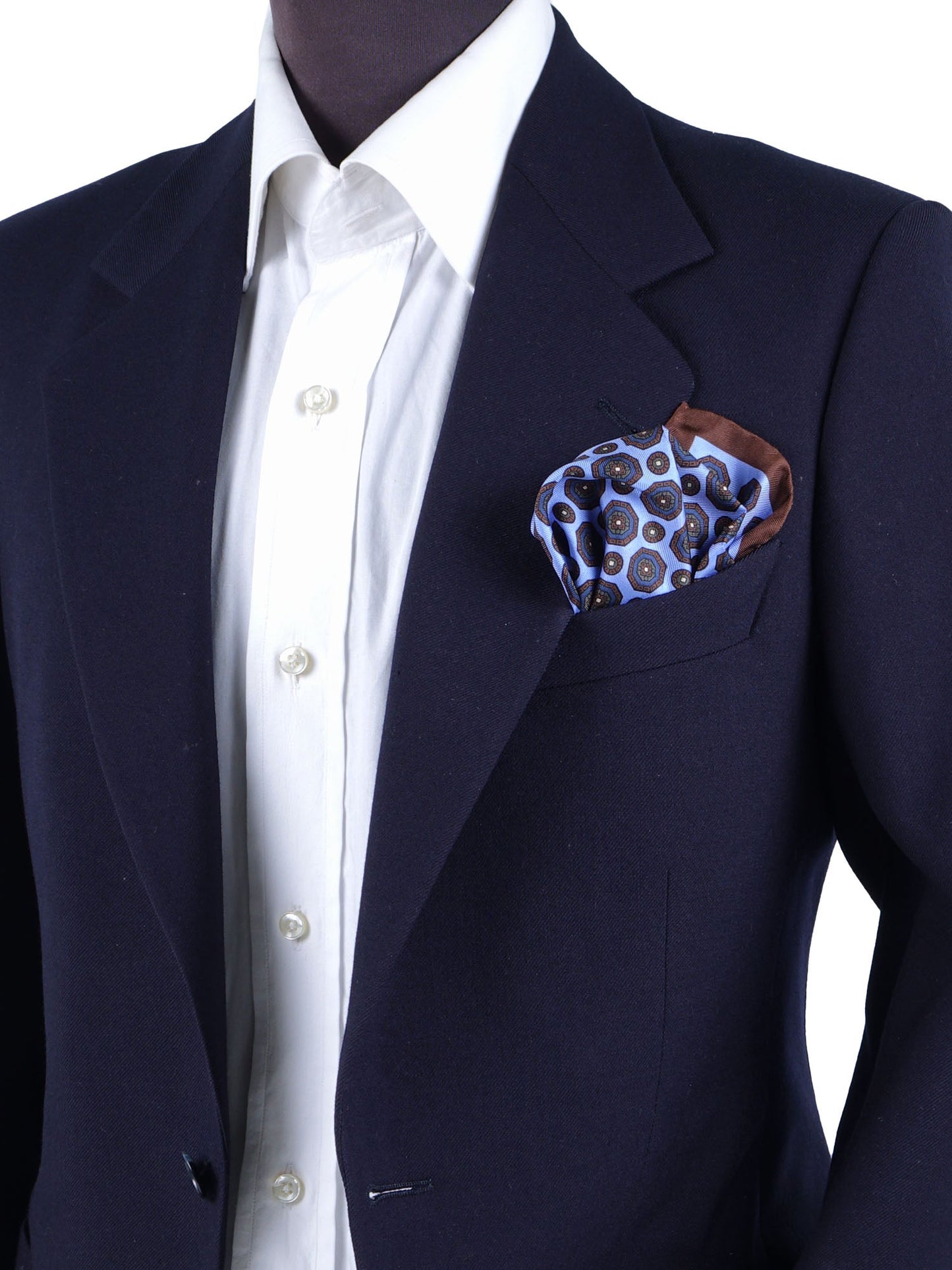 Light blue printed silk pocket square NINETTA