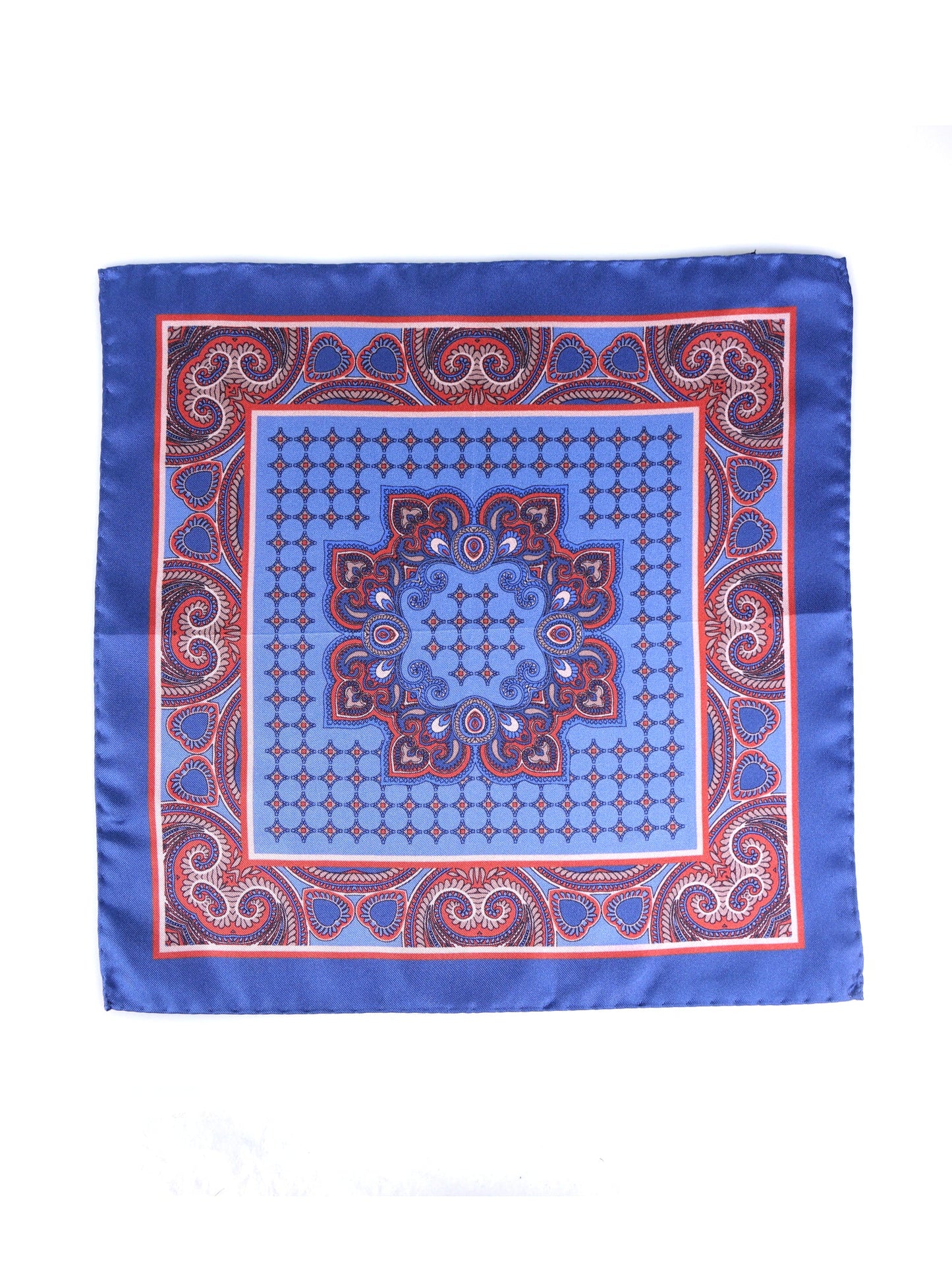 Light Blue Pocket Square in Pure Printed Silk SALVIO