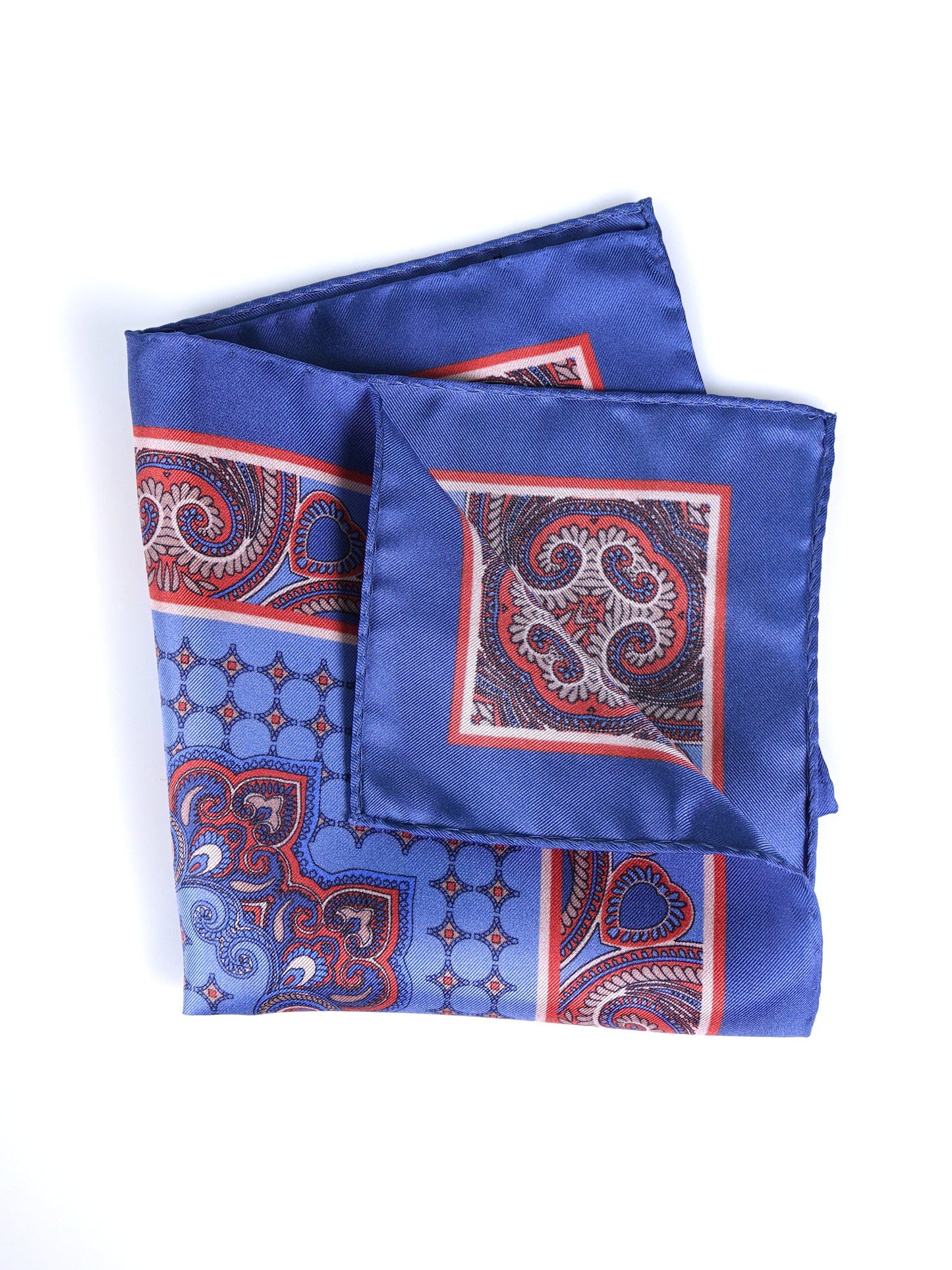 Light Blue Pocket Square in Pure Printed Silk SALVIO