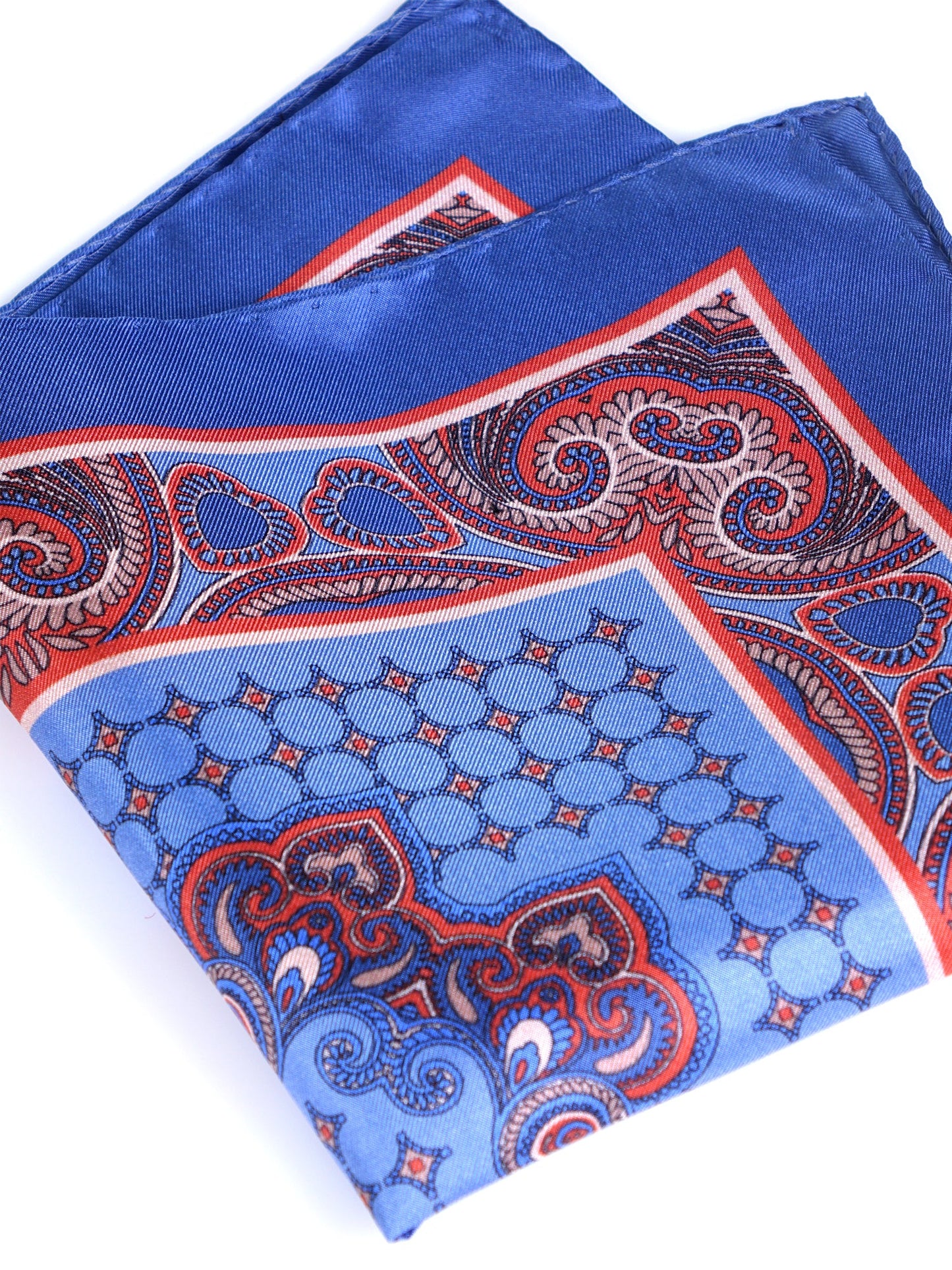 Light Blue Pocket Square in Pure Printed Silk SALVIO