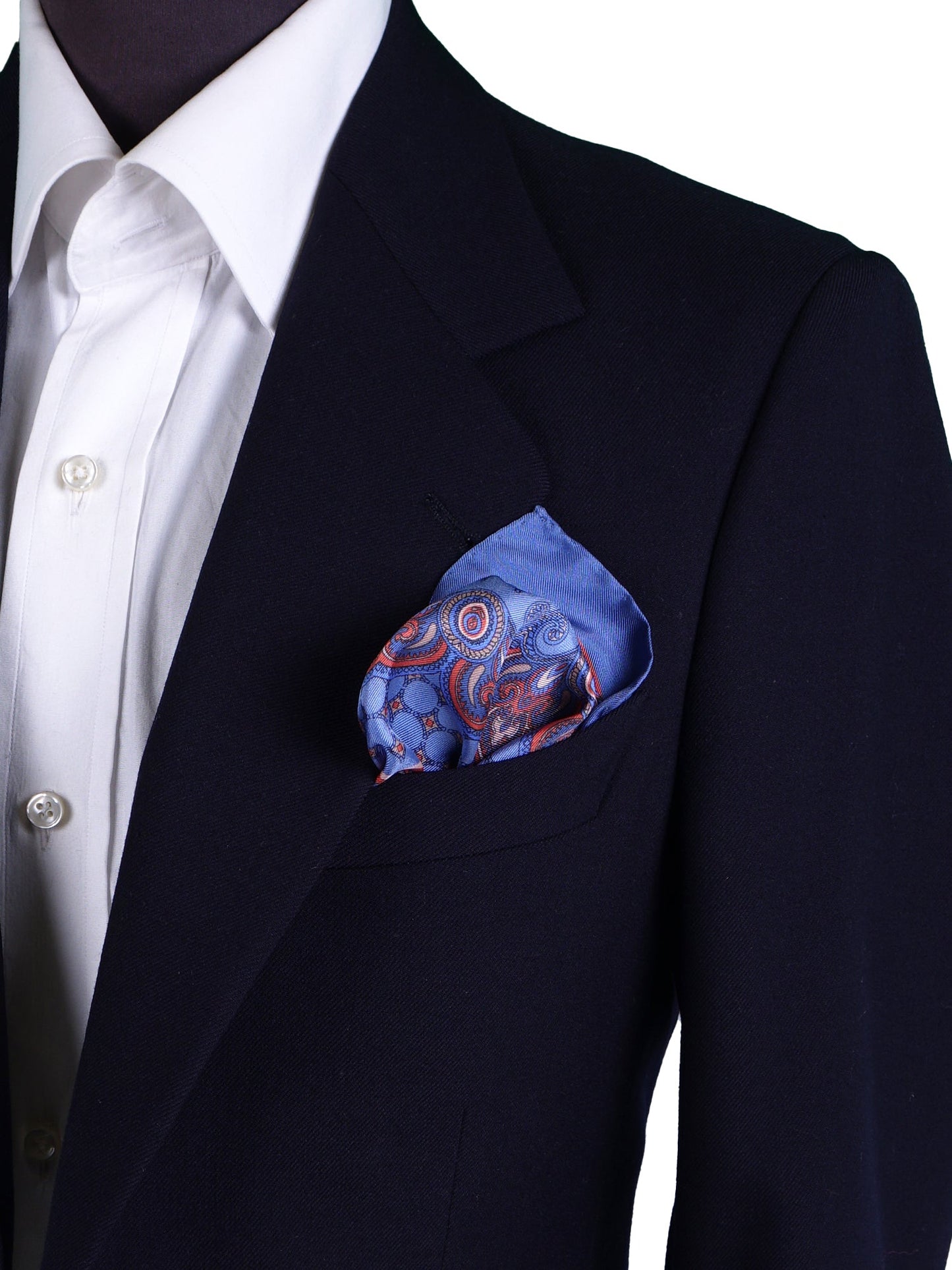 Light Blue Pocket Square in Pure Printed Silk SALVIO