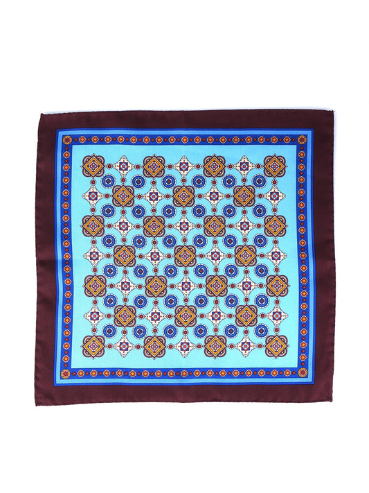 Light Blue Pocket Square in Pure Printed Silk MAFFEI
