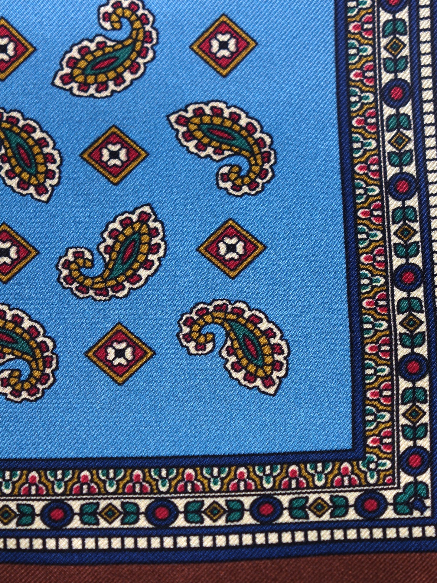 Light Blue Pocket Square in Pure Printed Silk MILAGO