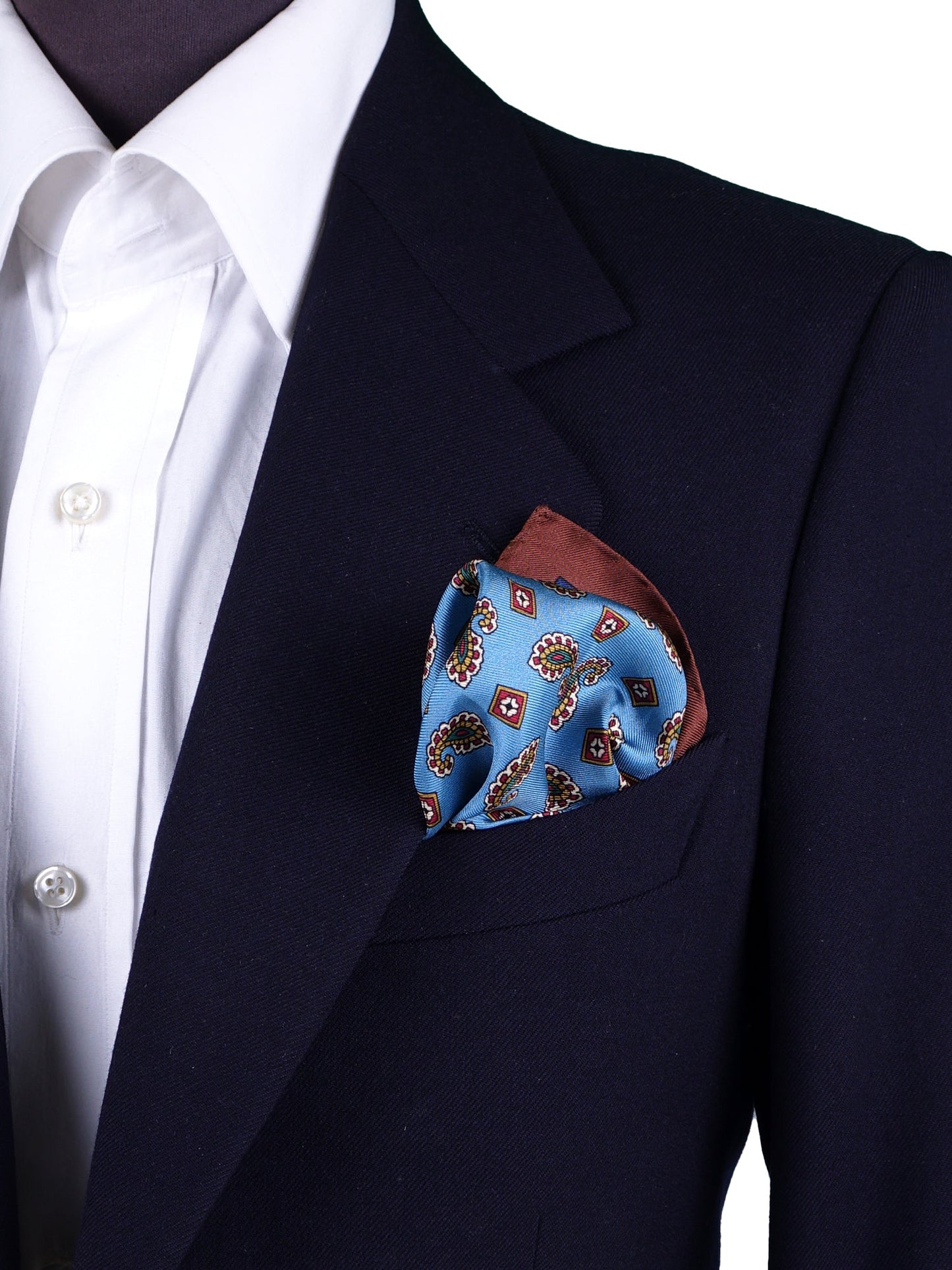 Light Blue Pocket Square in Pure Printed Silk MILAGO