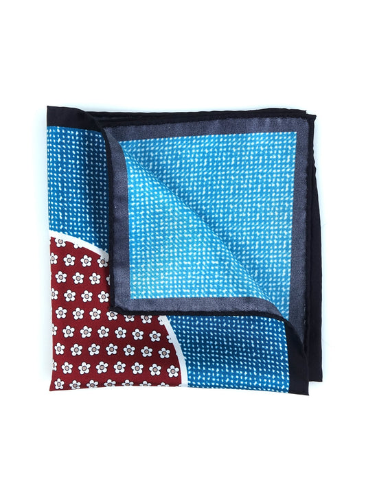 Turquoise NETTUNO Printed Silk Pocket Square