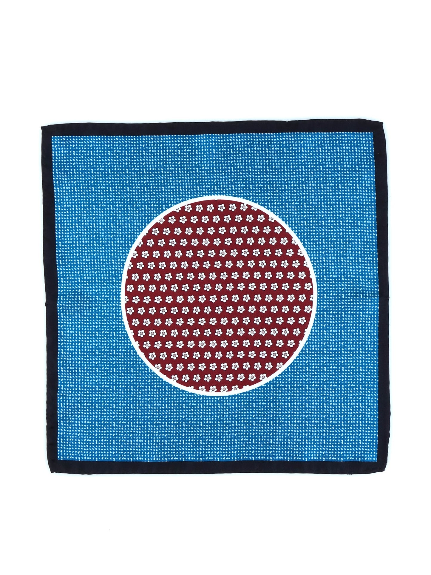 Turquoise NETTUNO Printed Silk Pocket Square