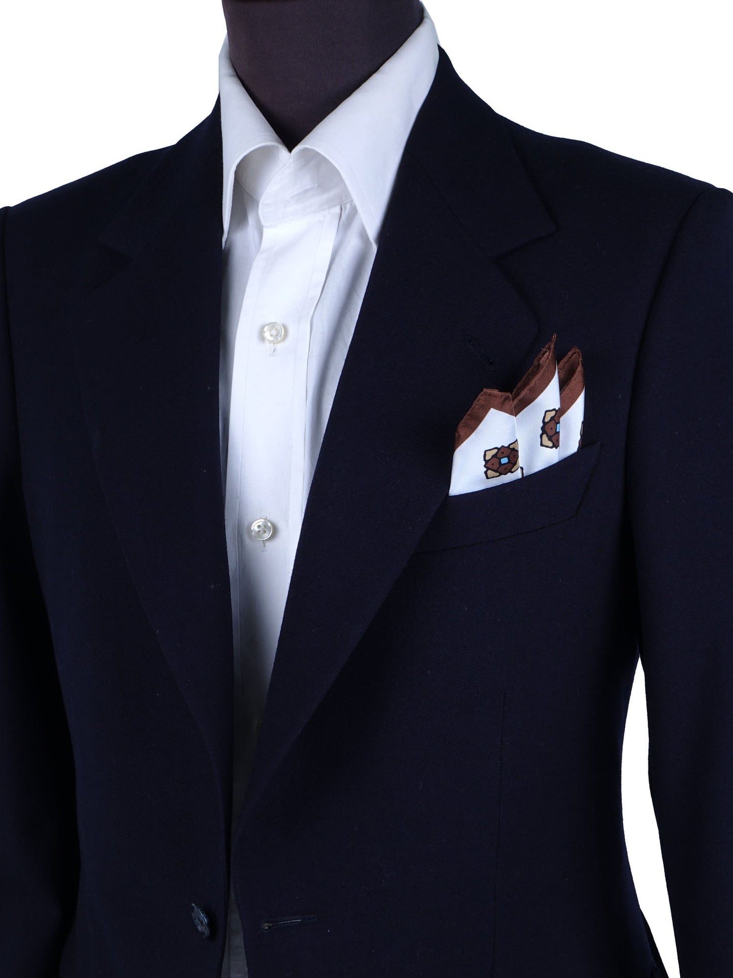 White/Brown Printed Pure Silk Pocket Square ALMA