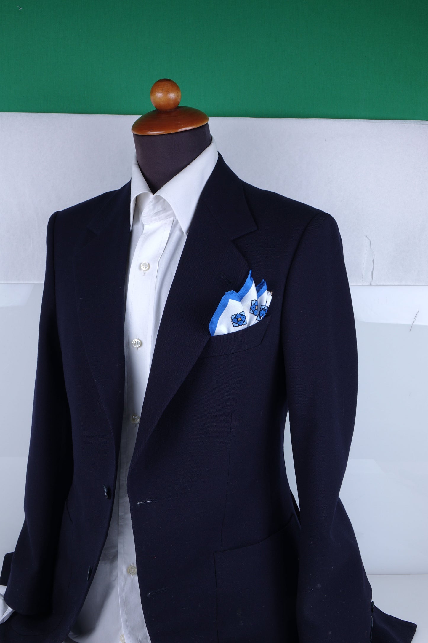 White/Blue Printed Silk Pocket Square ALMA