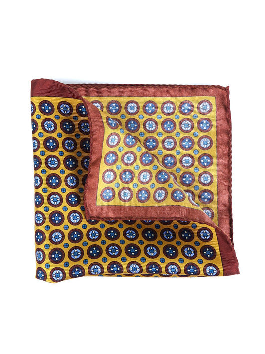 Yellow Printed Silk Pocket Square RAFFY