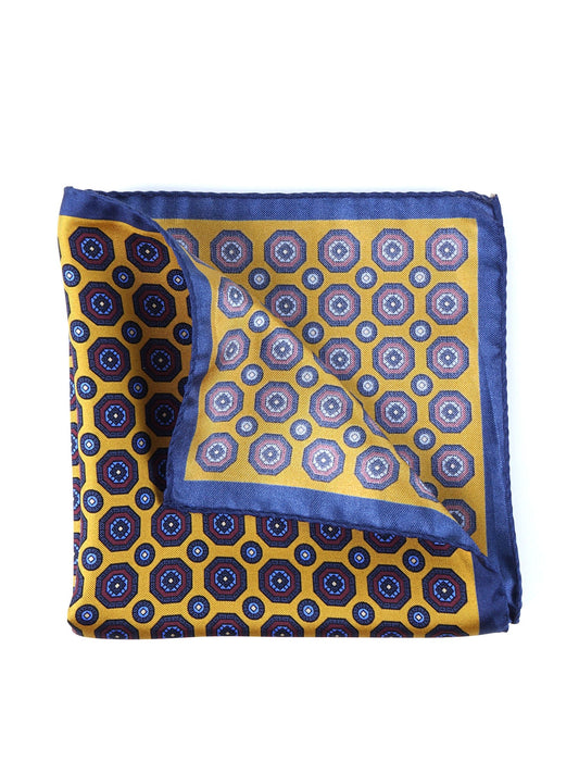 Yellow Printed Silk Pocket Square NINETTA