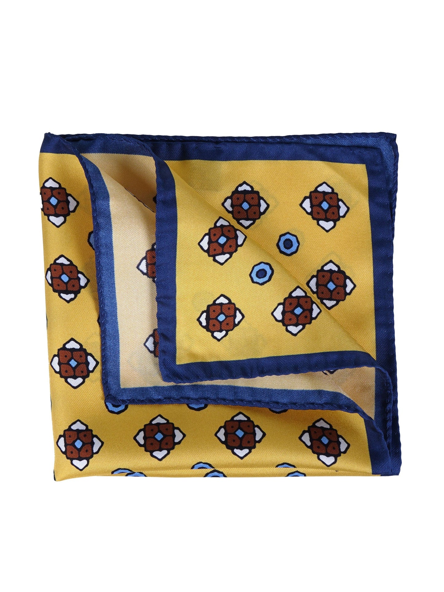 Yellow Pocket Square in Pure Printed Silk ALMA