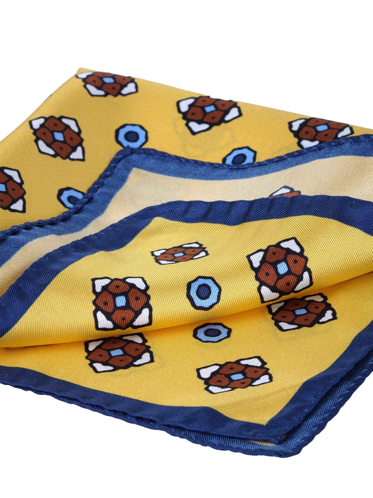 Yellow Pocket Square in Pure Printed Silk ALMA