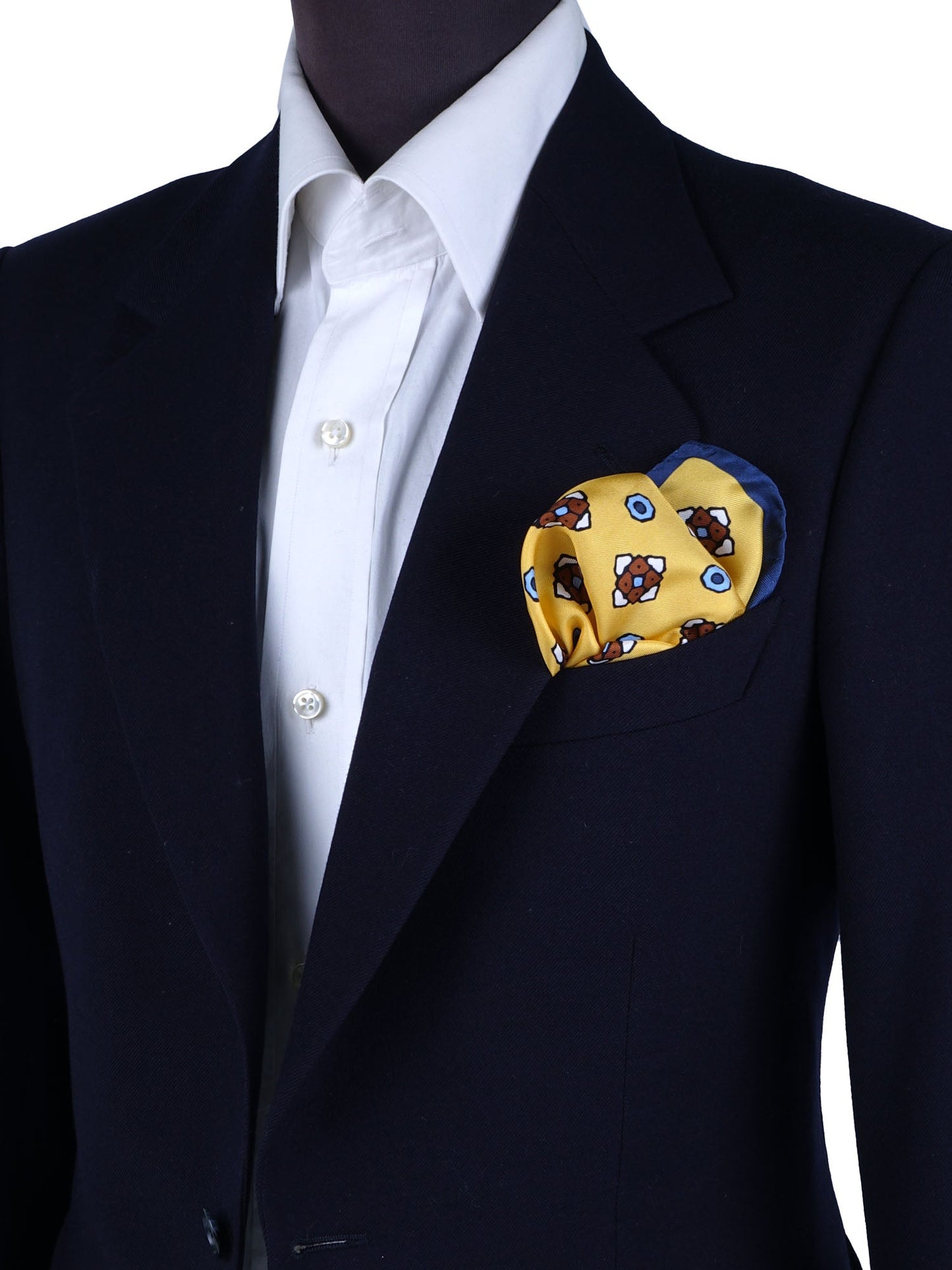 Yellow Pocket Square in Pure Printed Silk ALMA