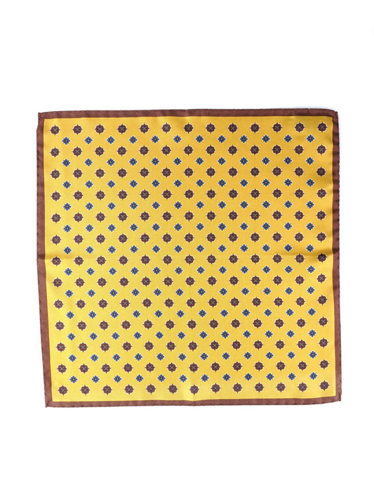 Yellow Pocket Square in Pure Printed Silk KARMA