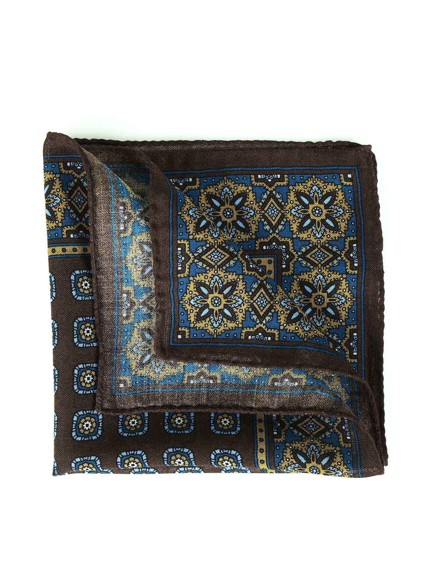 Brown Wool and Cashmere Pocket Square SAMBA