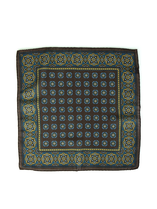 Brown Wool and Cashmere Pocket Square SAMBA