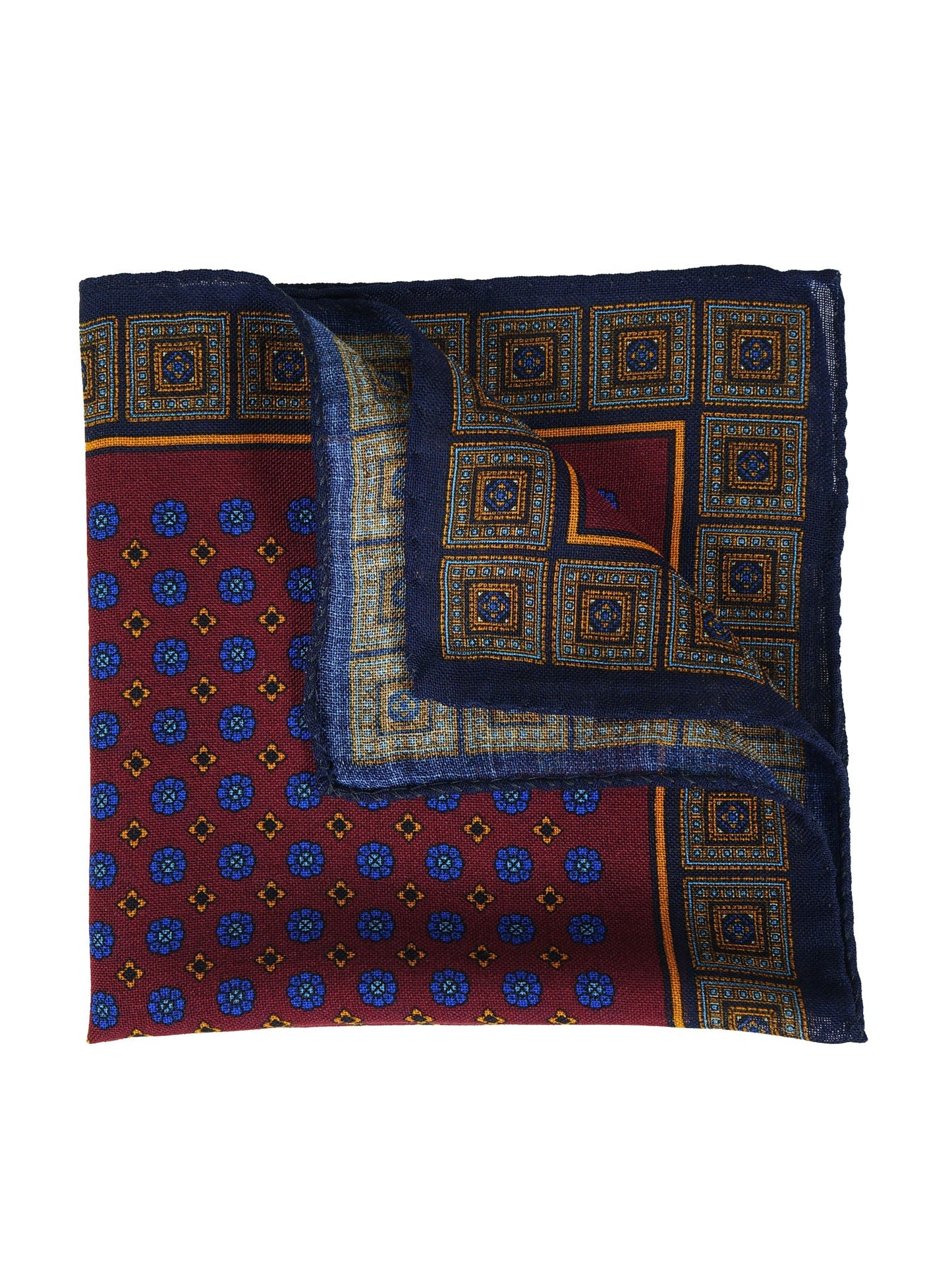 Bordeaux Wool and Cashmere Pocket Square ANGELA