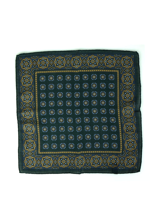 Green Wool and Cashmere Pocket Square SAMBA