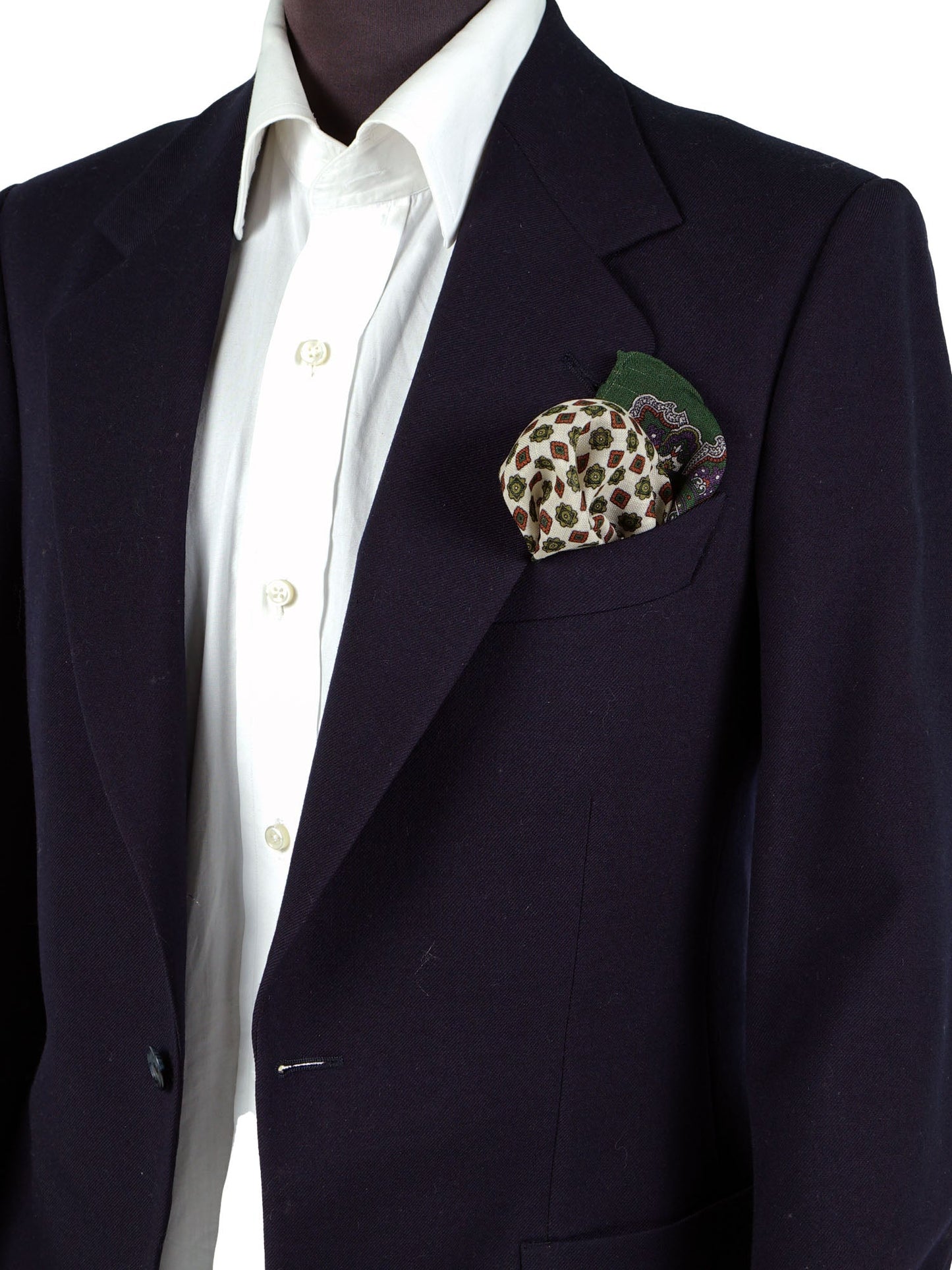 Ivory/Green Wool and Cashmere Pocket Square DONATELLA