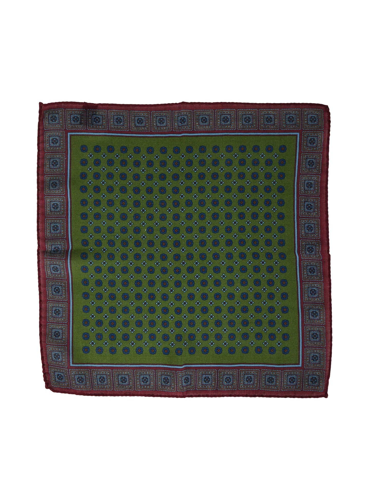 Green wool and cashmere pocket square ANGELA