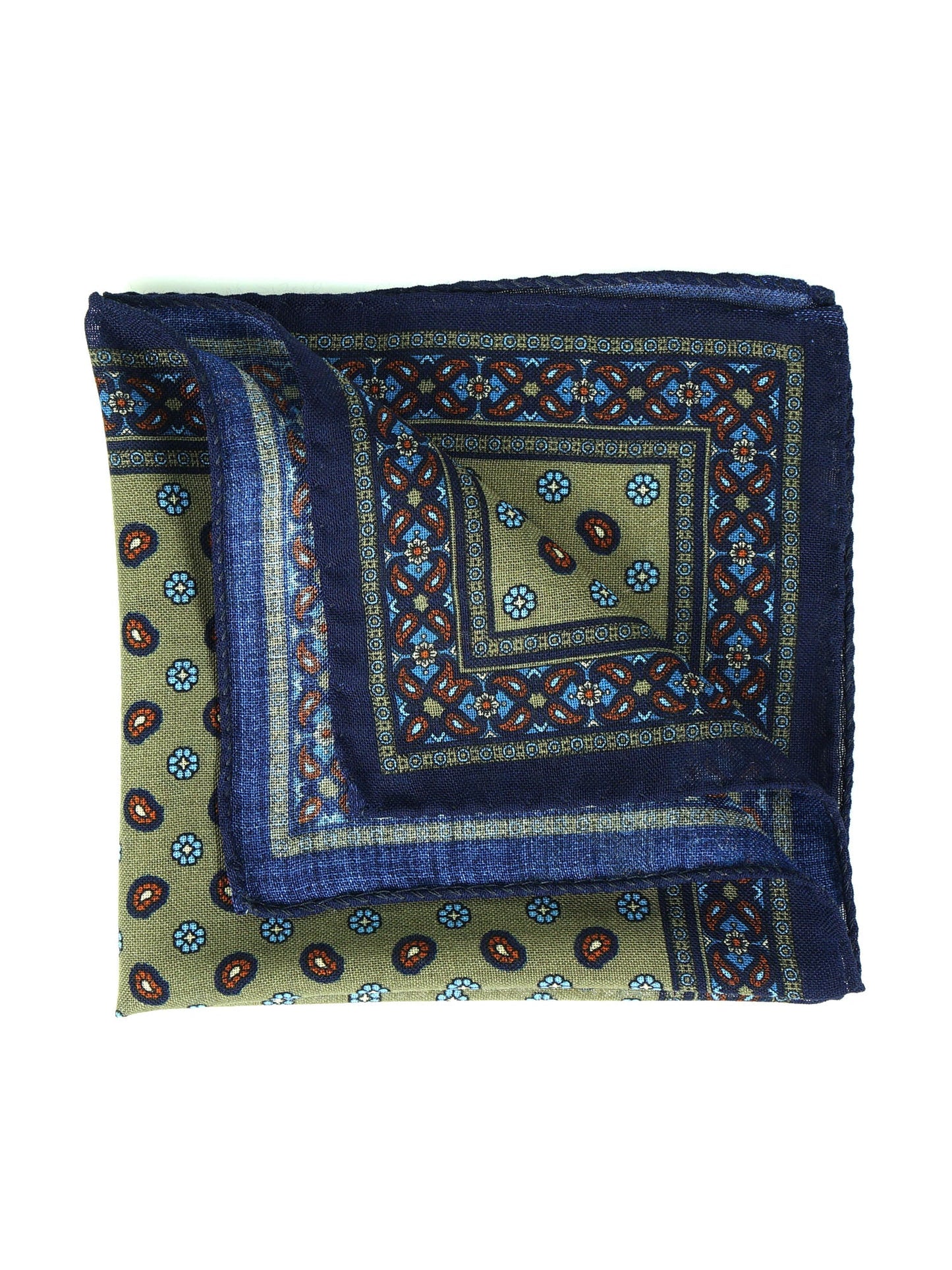 Green Wool and Cashmere Pocket Square NICOLA