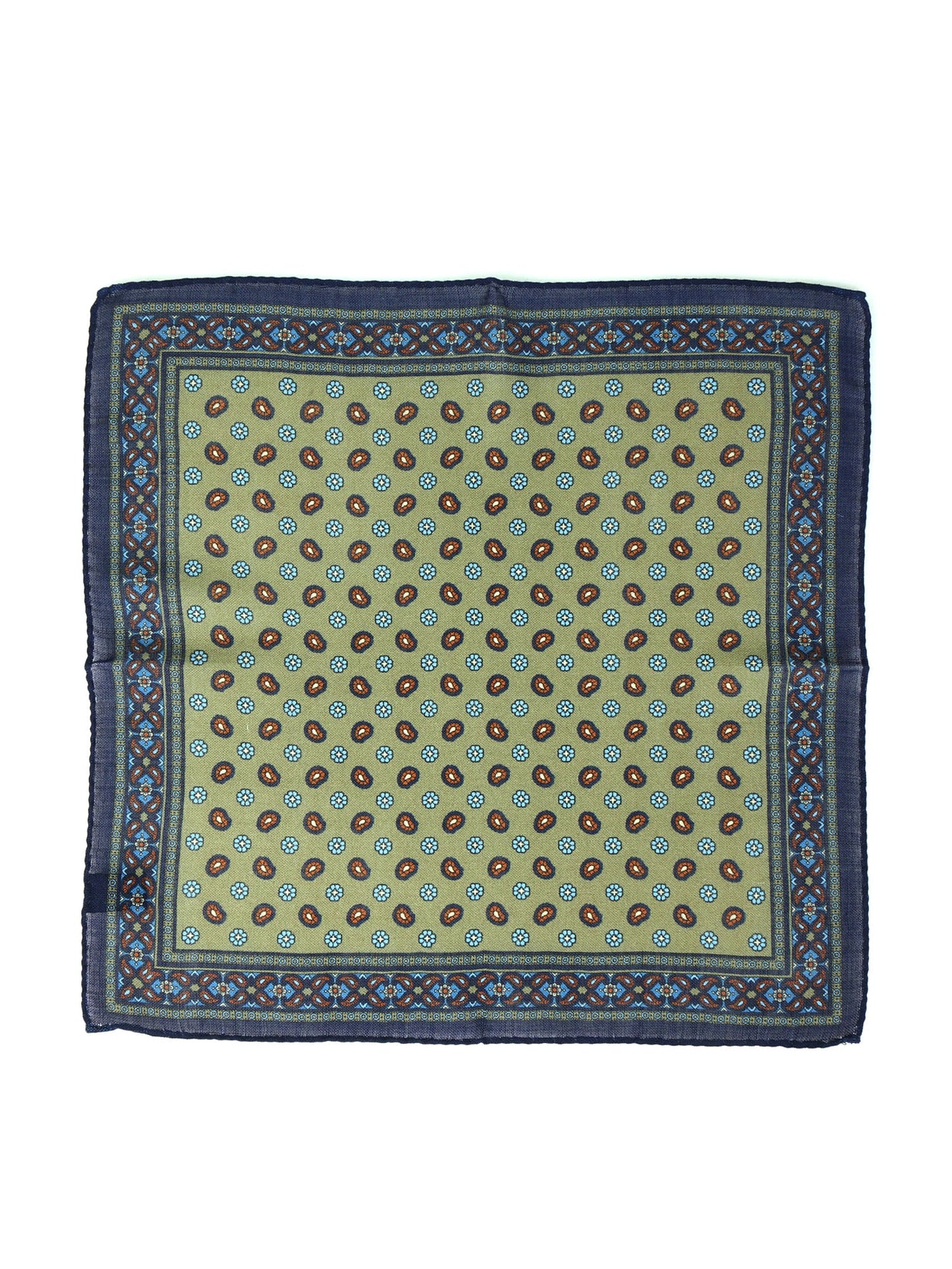 Green Wool and Cashmere Pocket Square NICOLA