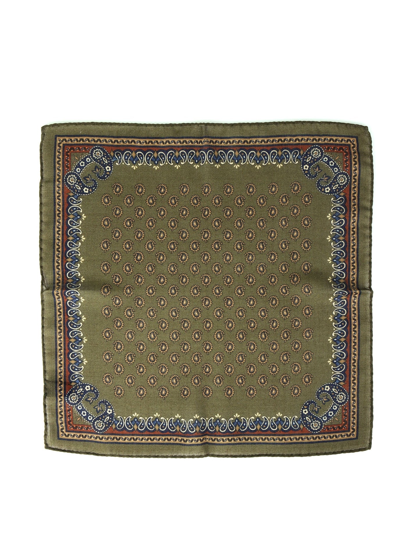 PABLITO Green Wool and Cashmere Pocket Square