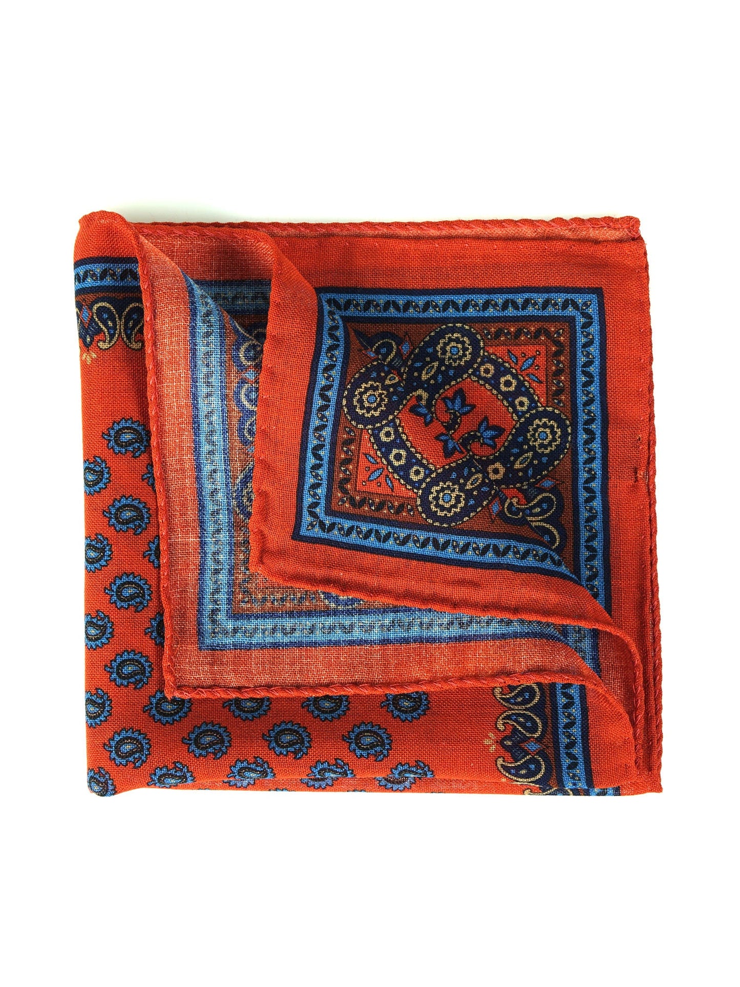 Orange Wool and Cashmere Pocket Square PABLITO