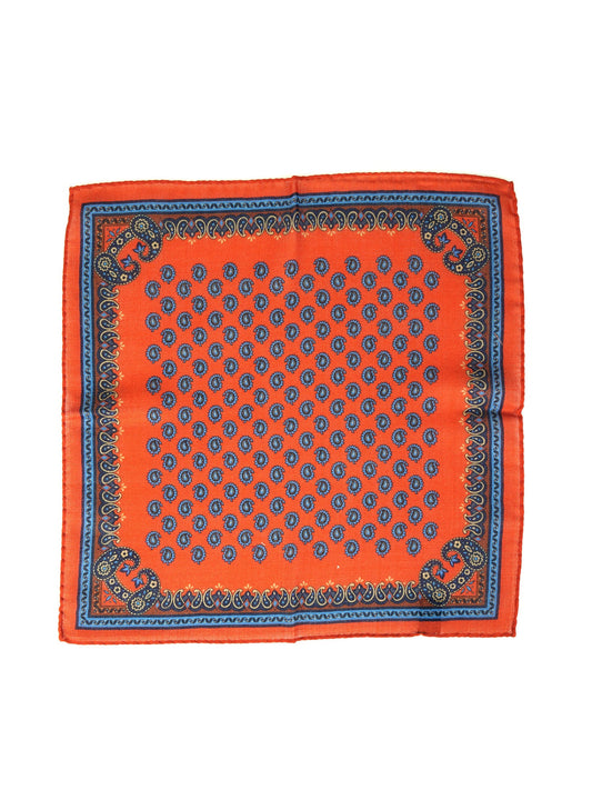 Orange Wool and Cashmere Pocket Square PABLITO