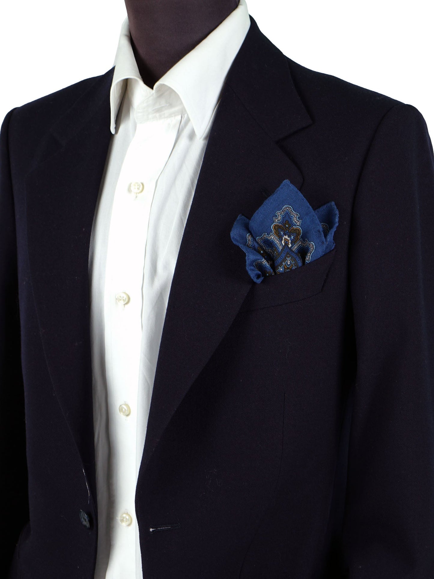 Ivory/Blue Wool and Cashmere Pocket Square DONATELLA