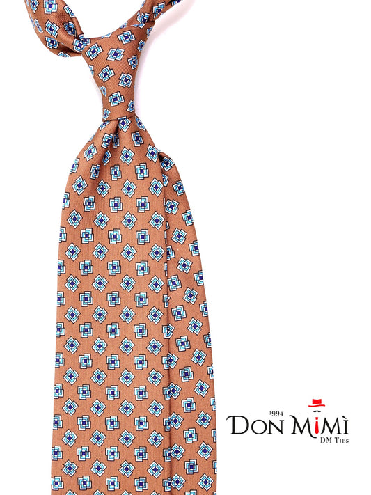 POLARIS 3-fold tie in beige English printed silk