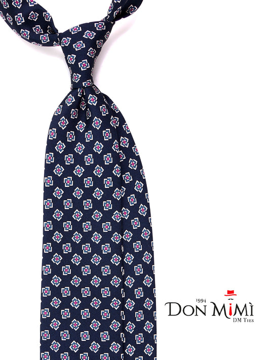 POLARIS 3-fold tie in blue English printed silk