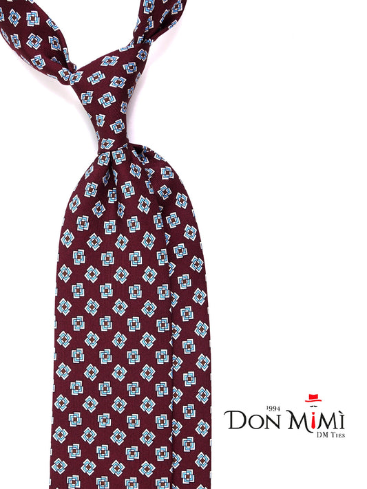 POLARIS 3-fold tie in burgundy English printed silk