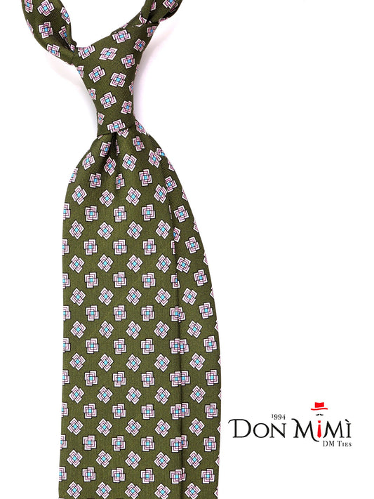 POLARIS 3-fold tie in green English printed silk