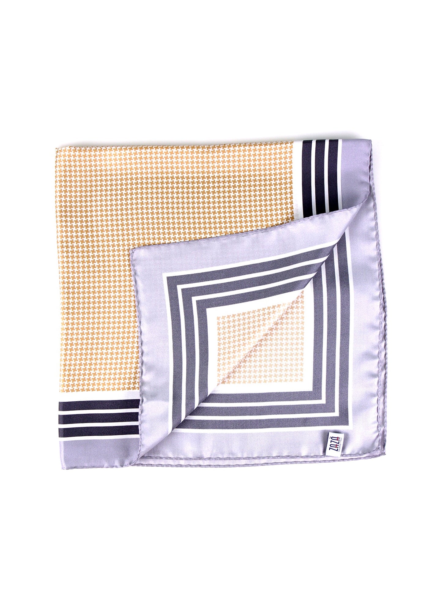 POL camel brown printed silk foulard