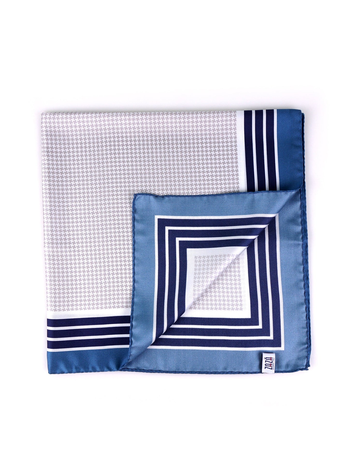 Grey printed silk POL foulard