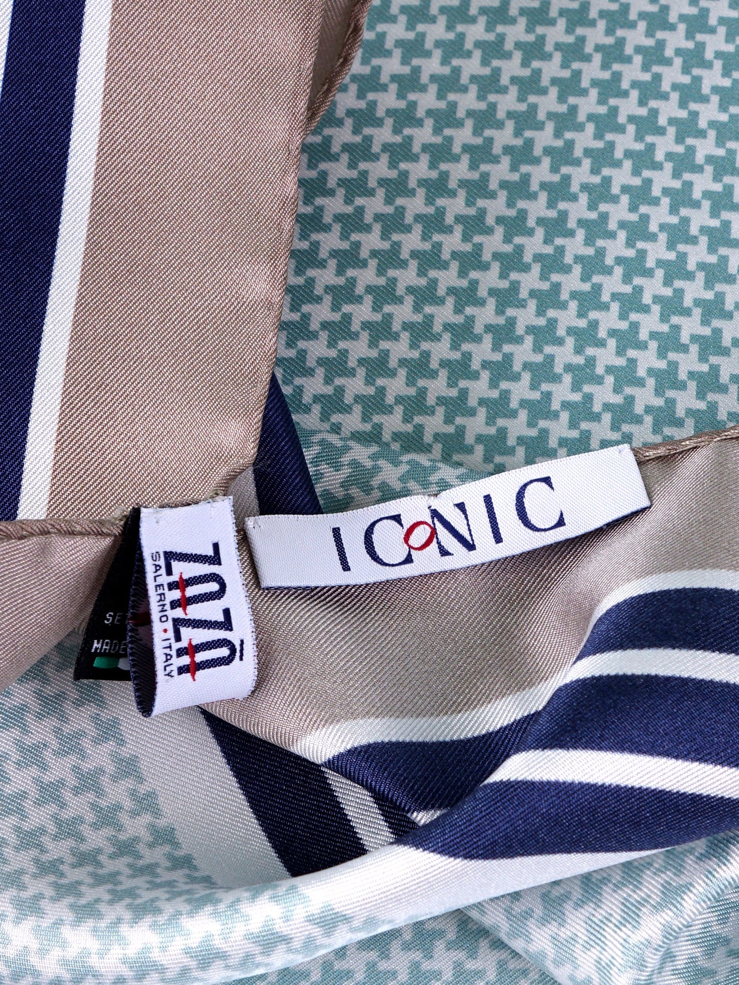 POL light green printed silk foulard