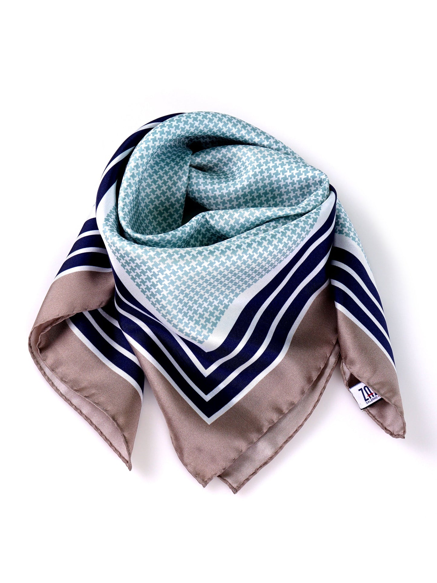 POL light green printed silk foulard