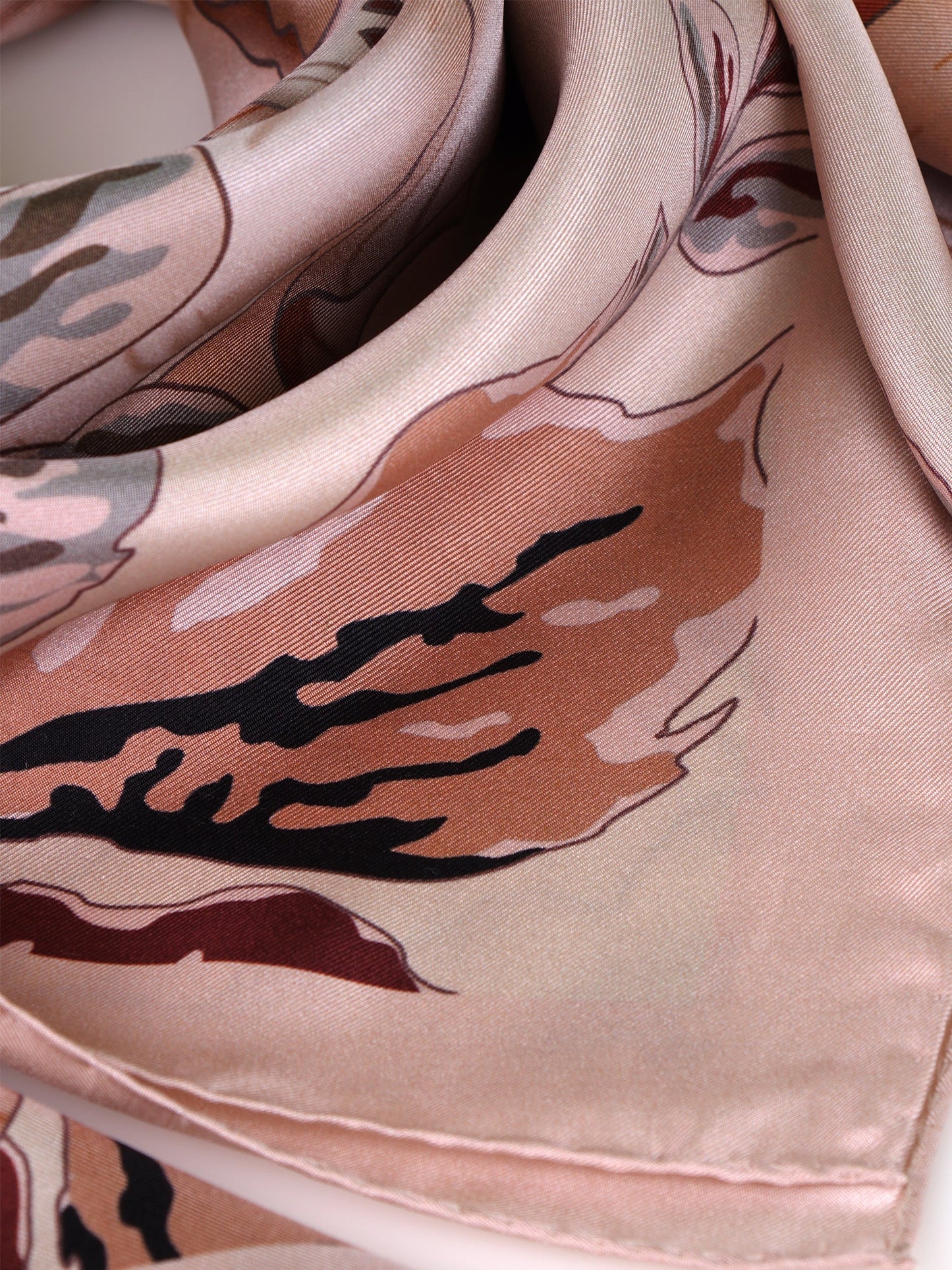 Foulard 90x90cm in seta stampa Beige Pollen