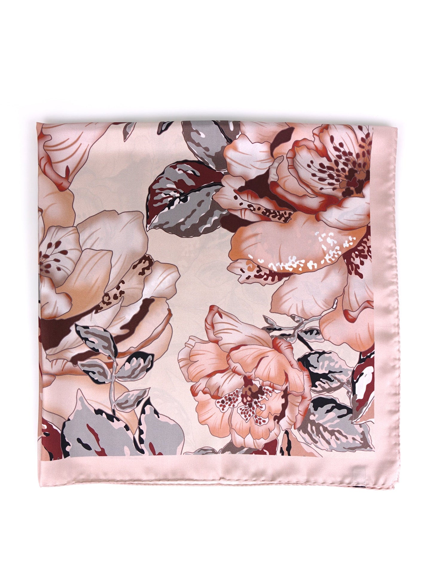 Foulard 90x90cm in seta stampa Beige Pollen