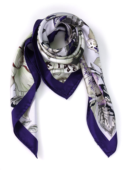 Wisteria Pollen Print Silk Foulard 90x90cm