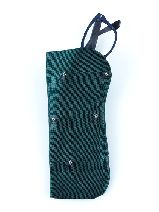 Green Jacquard Silk Eyeglass Case GOLF