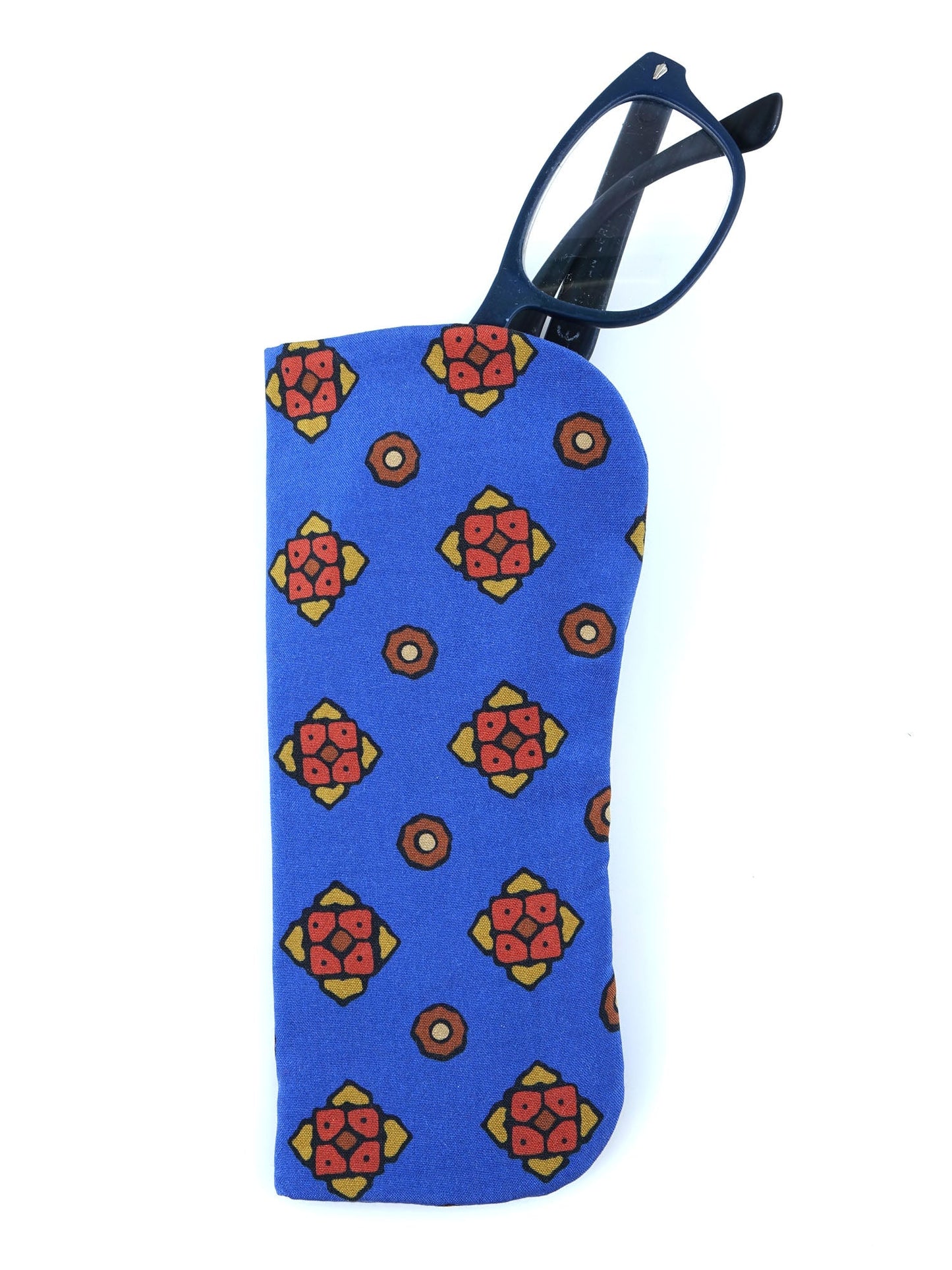 Electric blue silk madder glasses case SIMONE