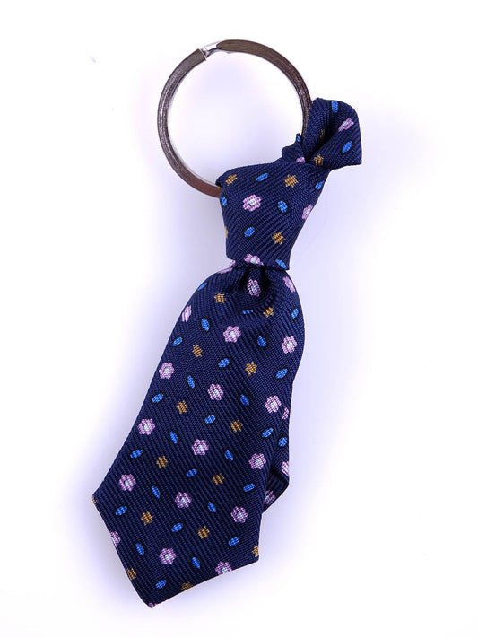 Blue Bow Tie Keychain in Pure Luxury Silk with Steel Ring