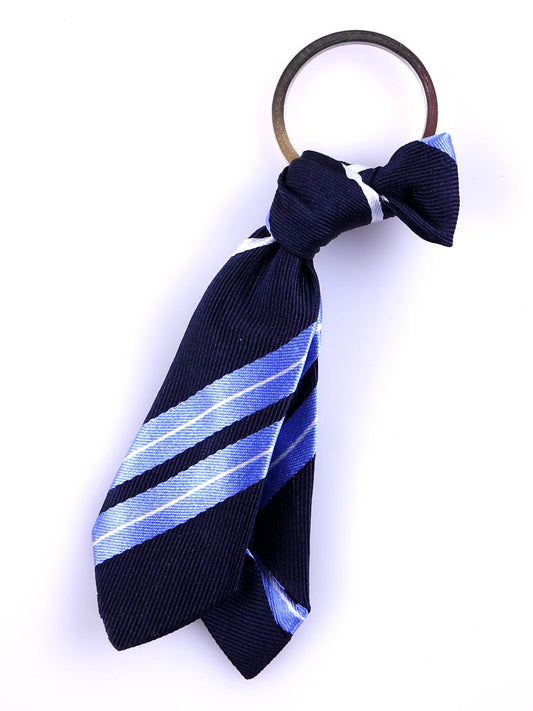 BLU Silk Tie Keychain with Steel Ring