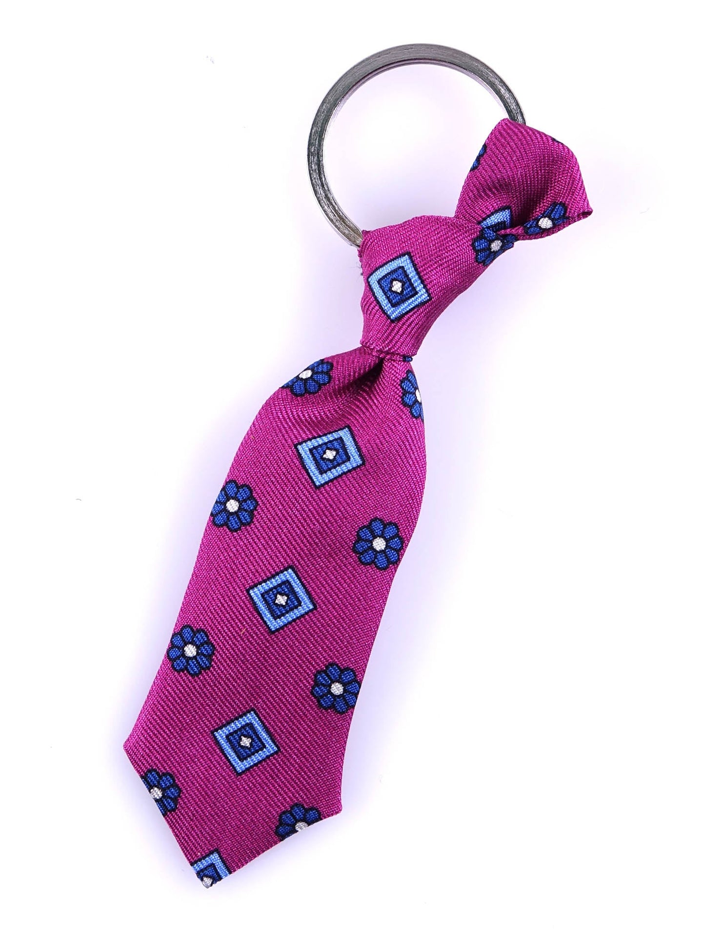 Fuchsia Bow Tie Keychain in Pure Luxury Silk with Steel Ring