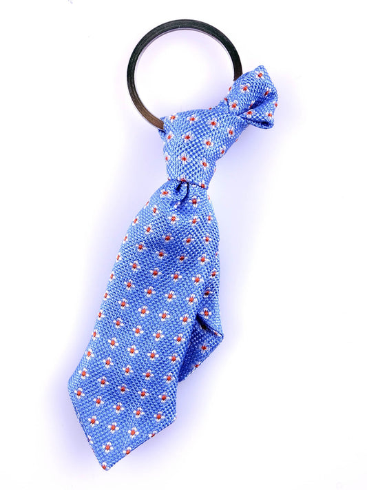 CELTIC Blue Silk Tie Keychain with Steel Ring