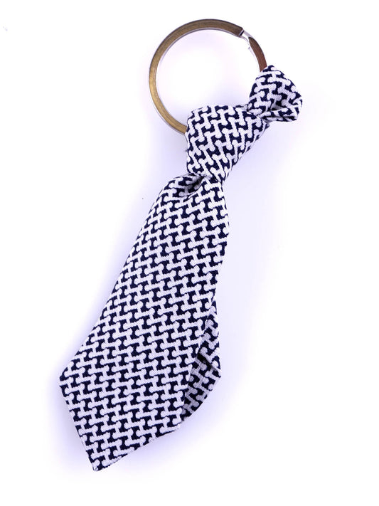 Blue Tie Keychain in Pure Luxury Silk with Steel Ring