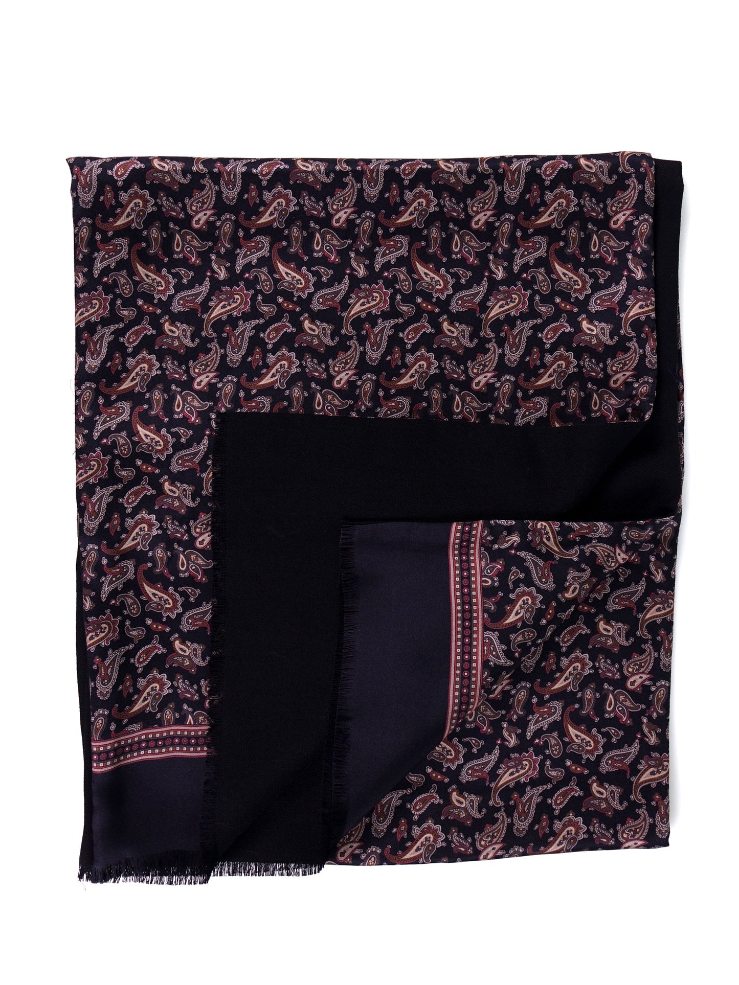 PRICE black printed silk/wool double scarf